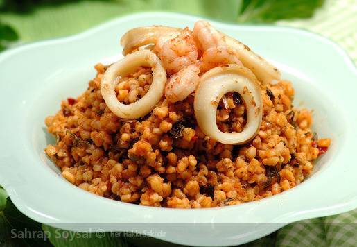 Karidesli Patlıcanlı Bulgur Pilavı Tarifi